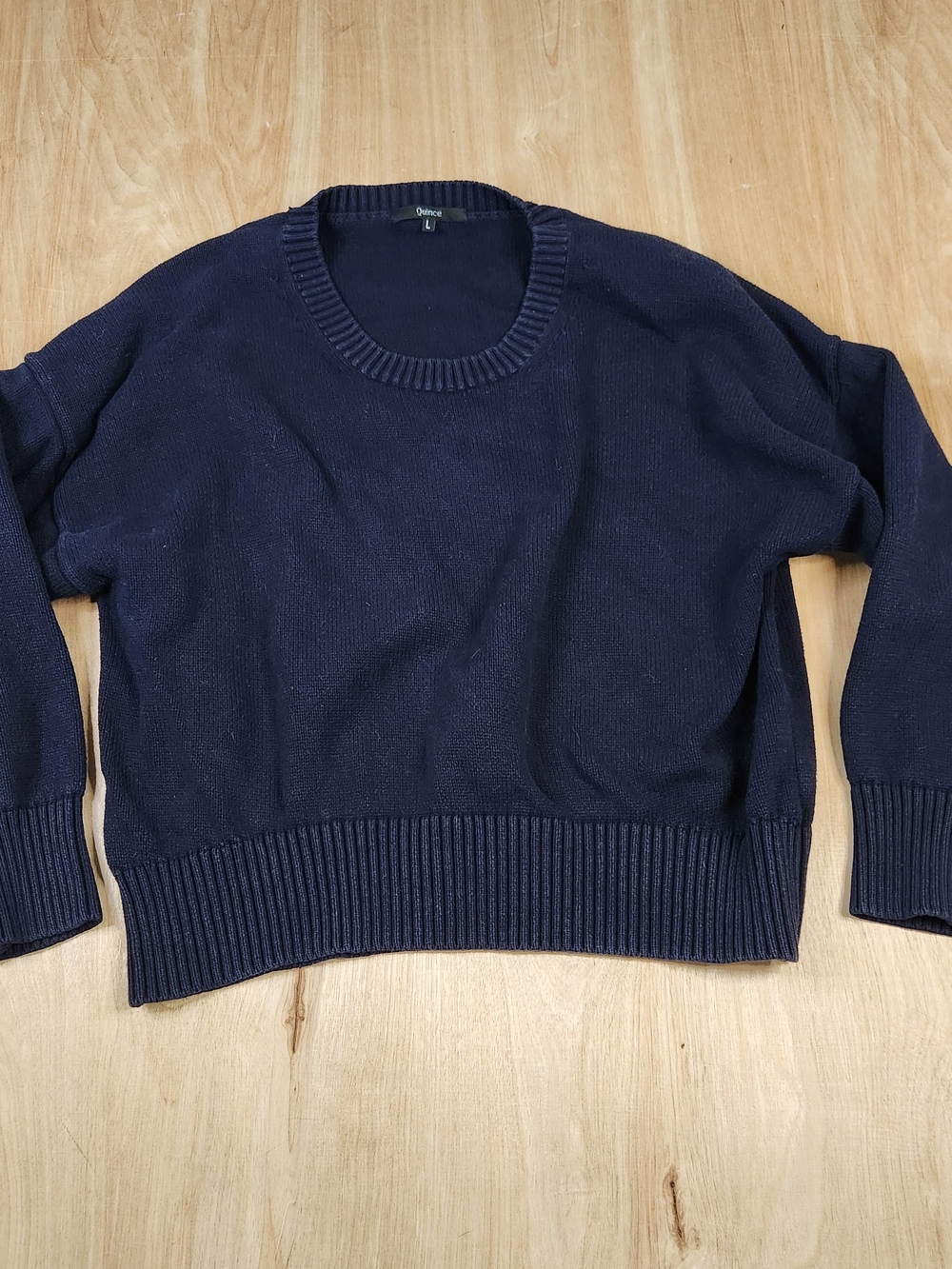 Quince Mens Classic Knit Crewneck Pullover Sweater In Navy Size L